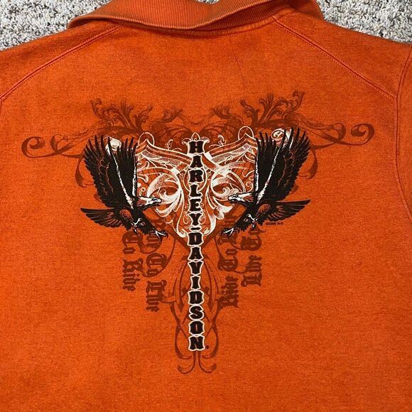 Harley Davidson Ladies Orange Full Zip Sweatshirt Medium - Picture 6 of 7